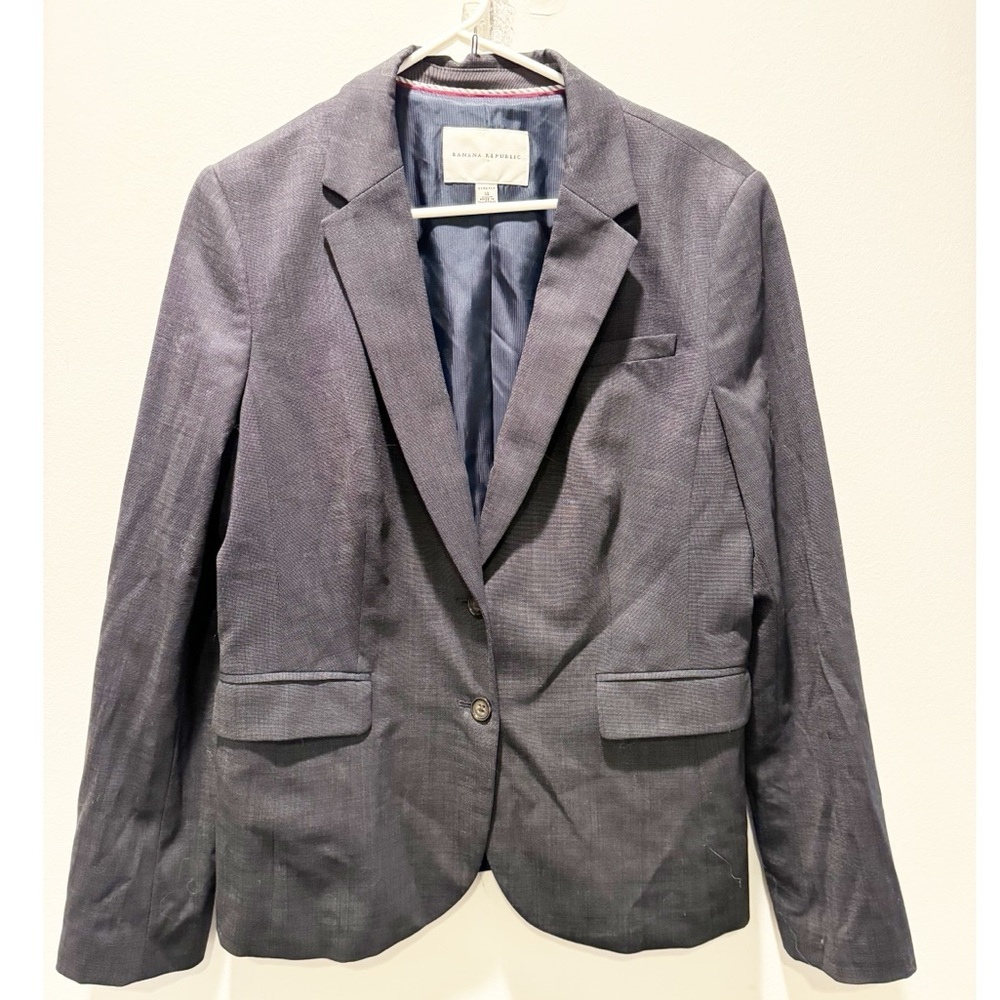 Banana Republic Stretch Wool Navy Blue Blazer Size 14